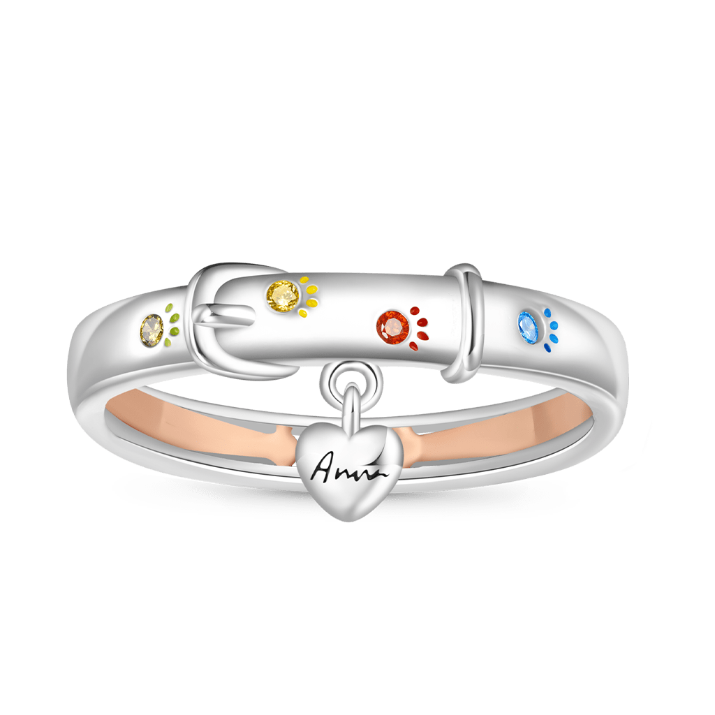Gnoce Collar Paw Print Engravable Band Ring_1