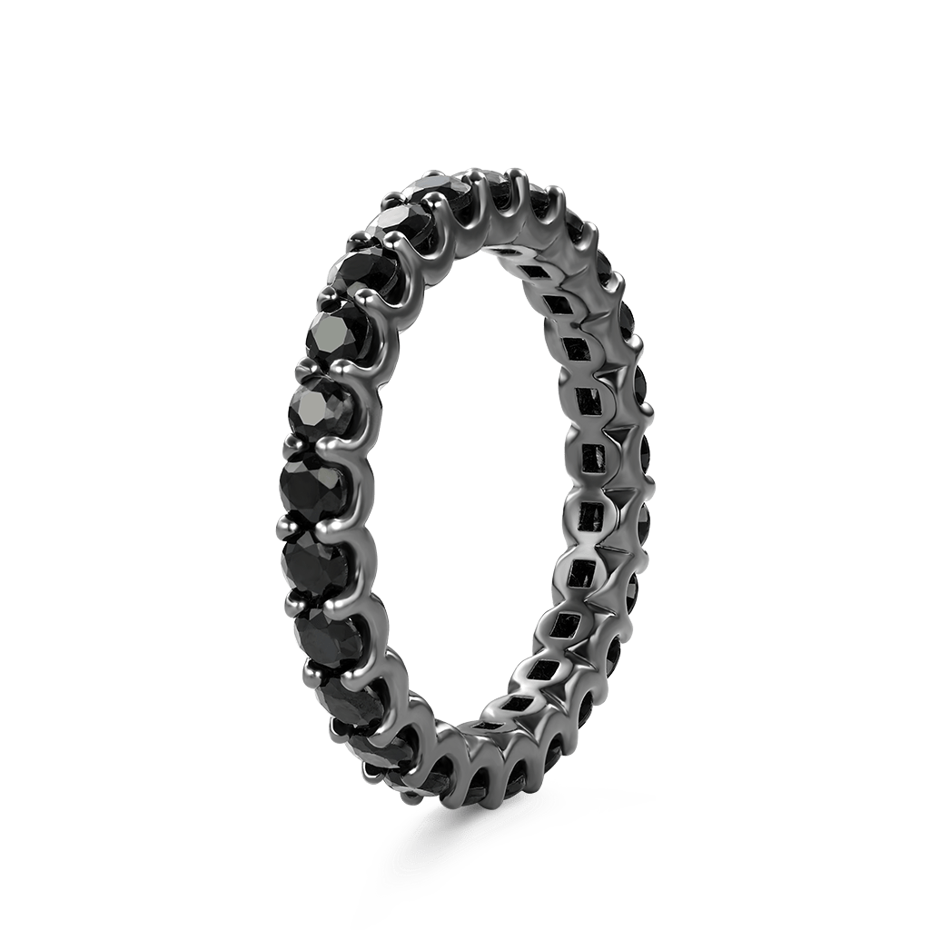 Gnoce Black Onyx Round-cut Statement Eternity Band Ring_2