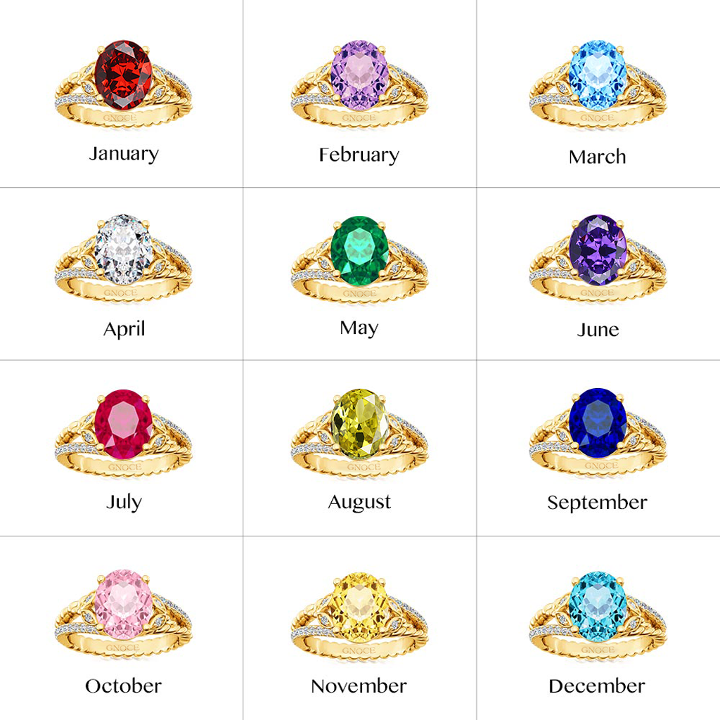 Gnoce Emerald Oval-cut Vintage Split Shank Engagement Birthstone Ring_5