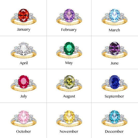 Gnoce Oval Three-stone Birthstone Ring_5