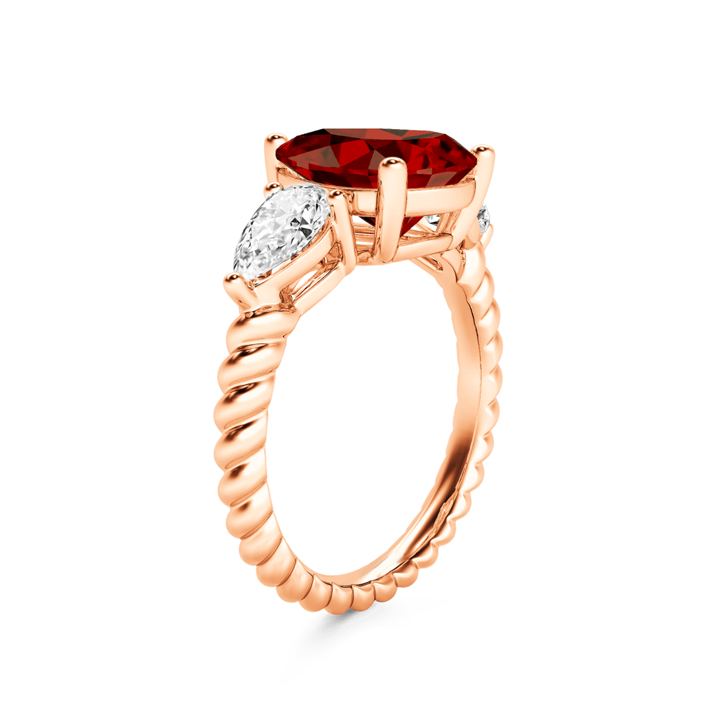 Gnoce Garnet Pear-cut Three Stone Statement Engagement Birthstone Ring_4