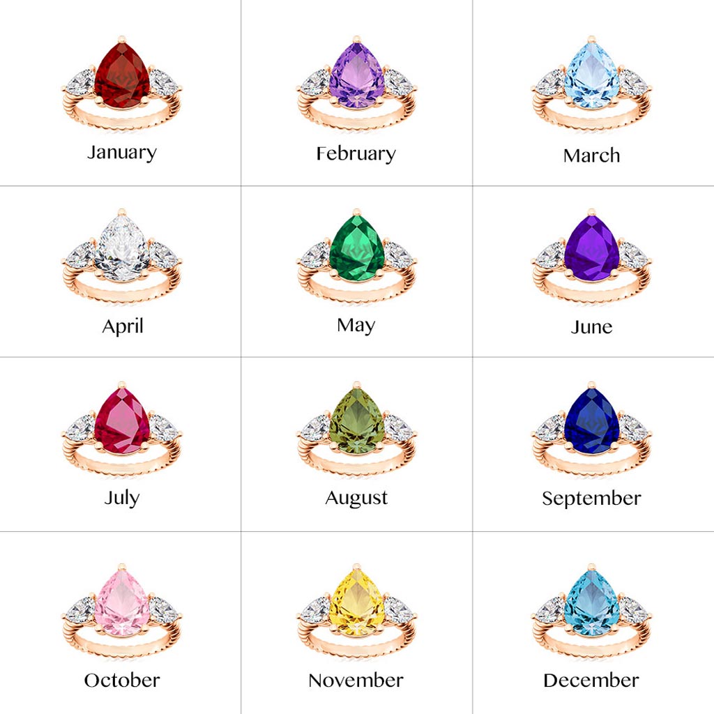 Gnoce Garnet Pear-cut Three Stone Statement Engagement Birthstone Ring_5