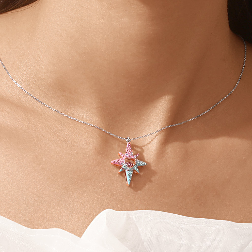 Gnoce Dancing Heart Eight-Pointed Star Necklace_8