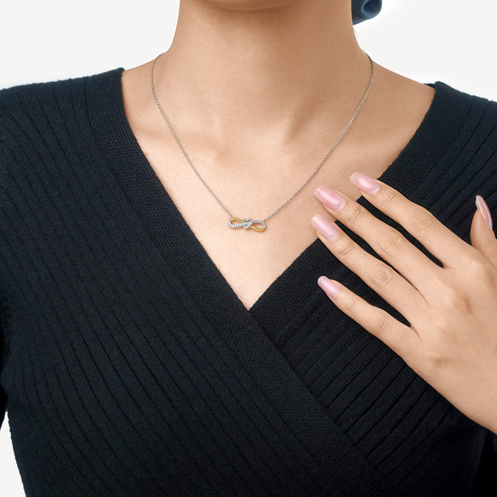 Gnoce Two-tone Infinity & Heart Twisted Rope Necklace_4