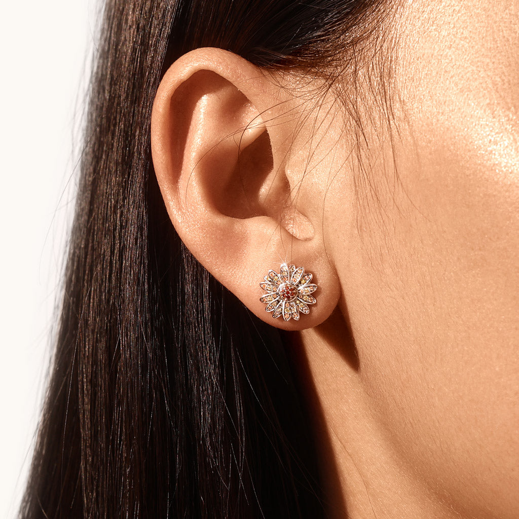 Gnoce Yellow Citrine Daisy Stud Earrings_4