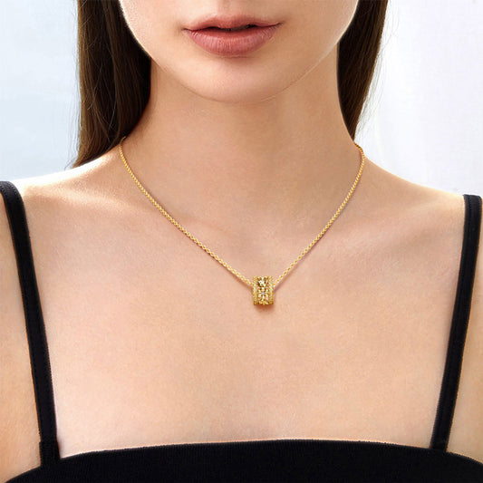 Gnoce Ladybug on Flower Drum Pendant Necklace_4