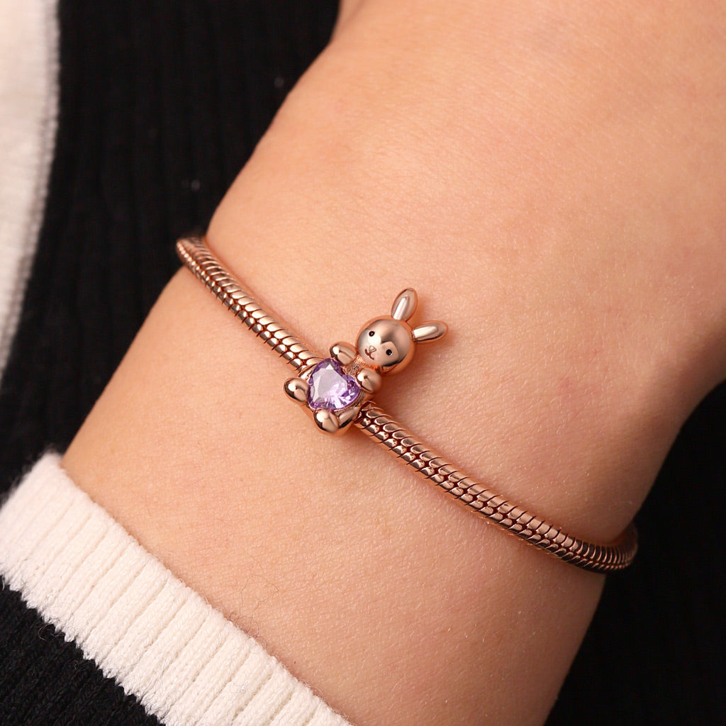 Gnoce Gray Bunny Embraces Love Charm_7