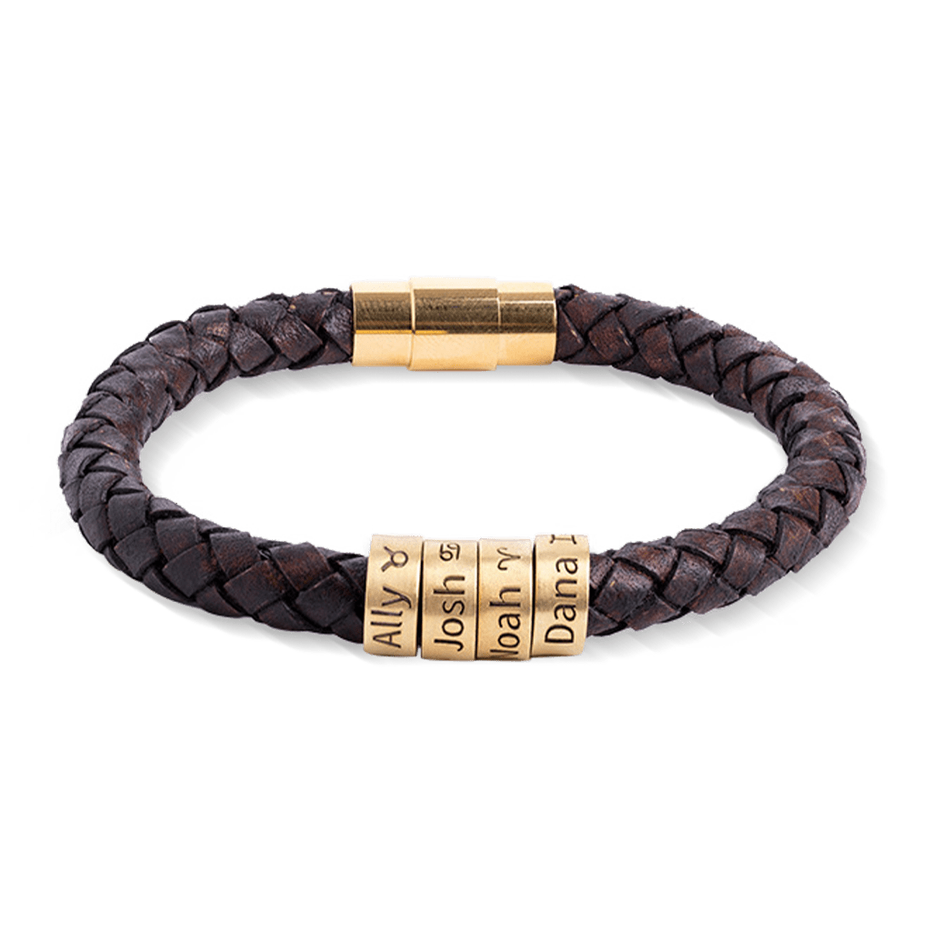 Gnoce Hip-hop Braided Leather Magnetic Clasp Engravable Bracelet_4