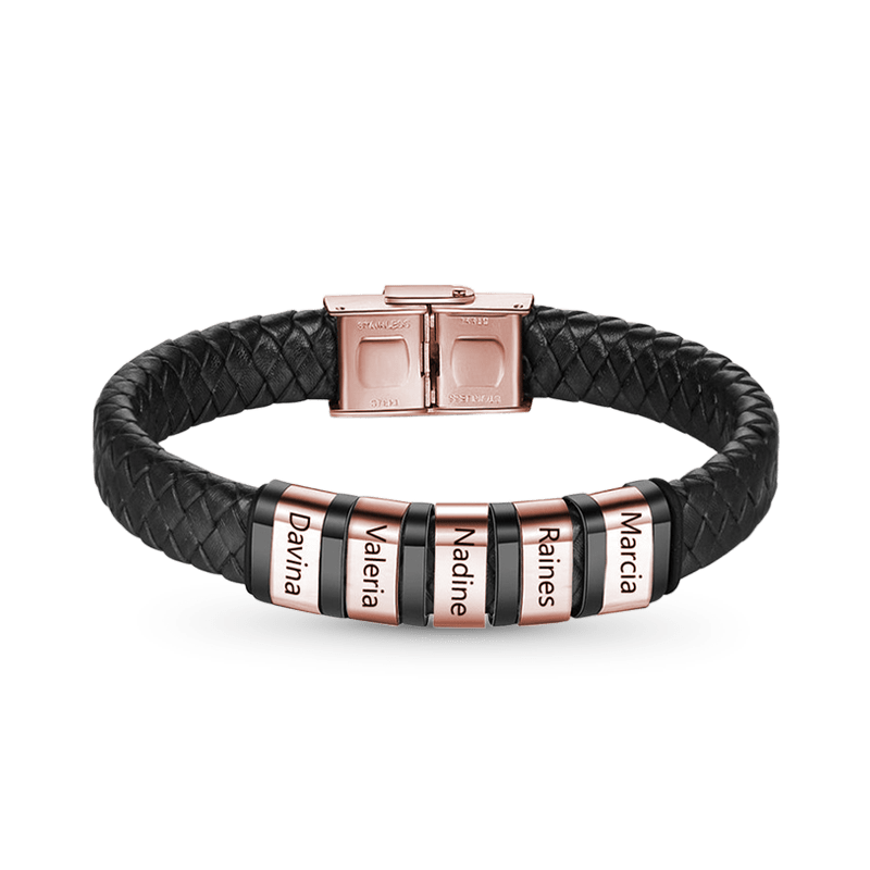 Gnoce Mens Braided Leather Bracelet with Magnetic Clasp_3