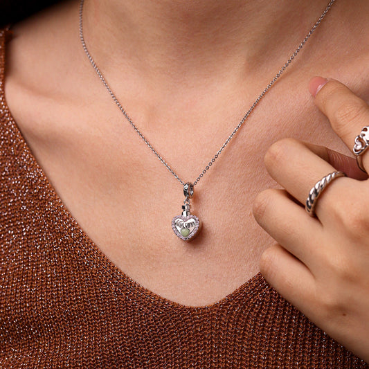 Gnoce Mum 'Forever In My Heart' Heart Memorial Urn Ashes Pendant Dangle Charm_9