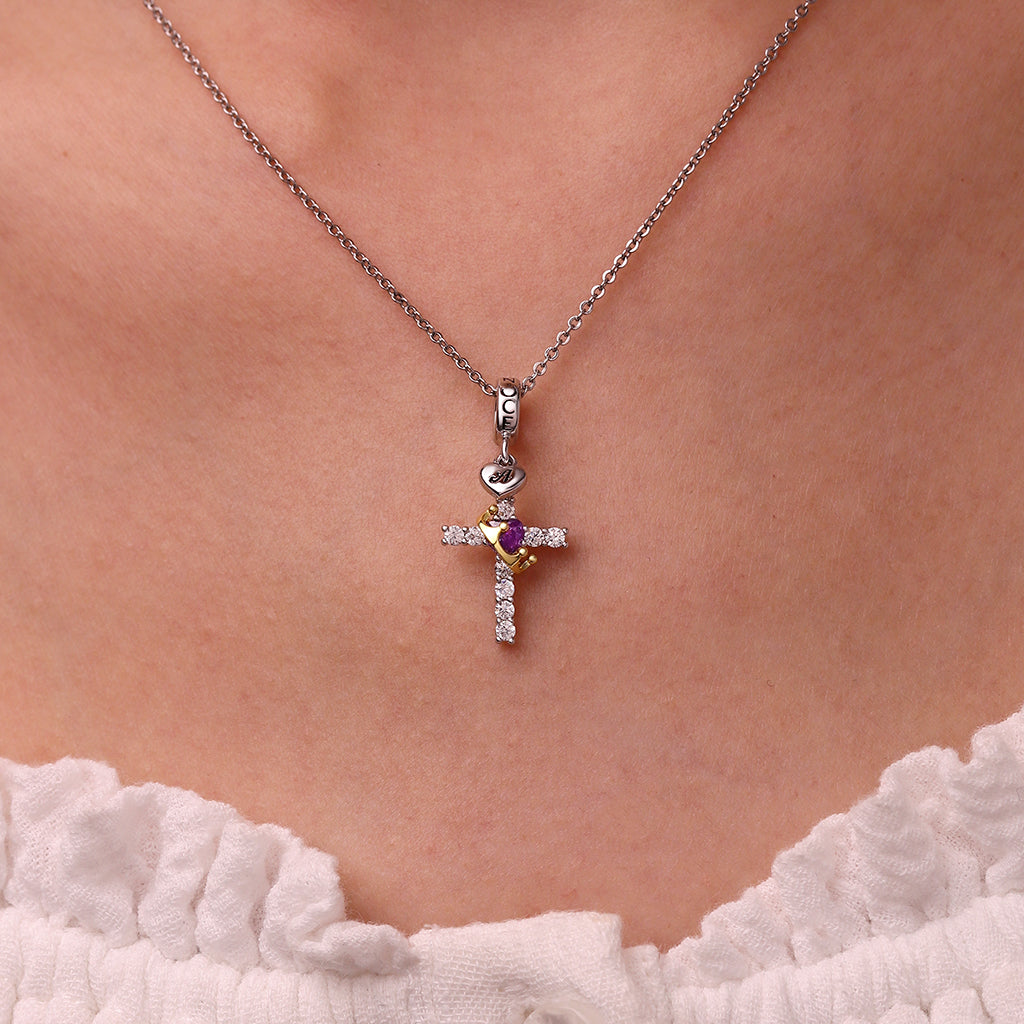 Gnoce Gold Crown of Thorns Nail Cross Pendant Dangle Charm_8