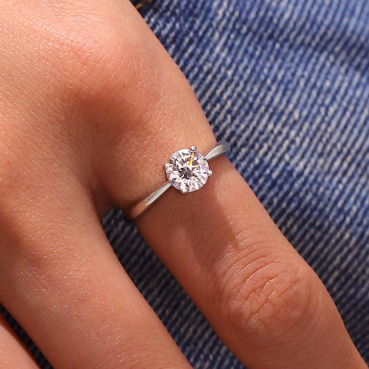 Gnoce 1CT Round Brilliant 925S & VVS Moissanite Engagement Ring_5