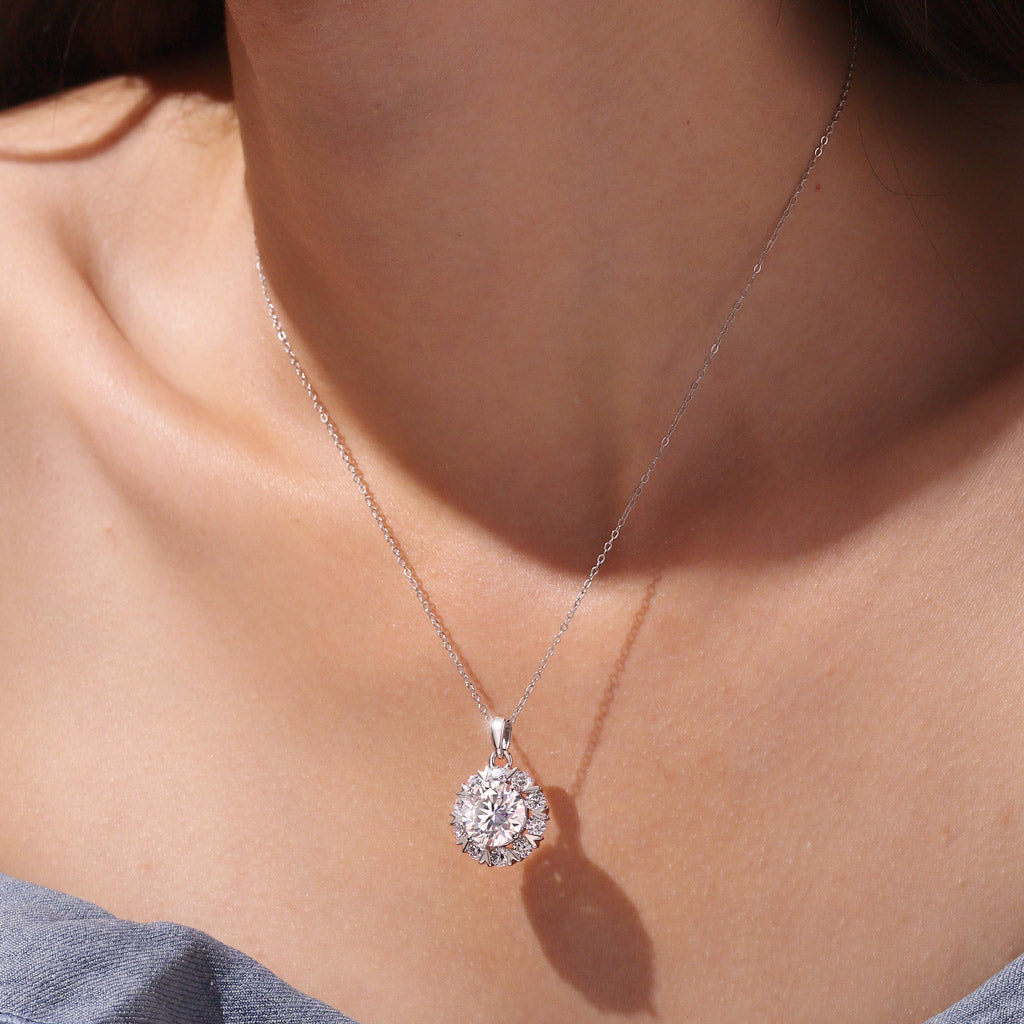 Gnoce Brilliant 5CT Round 925S & VVS Moissanite Sunflower Necklace_6