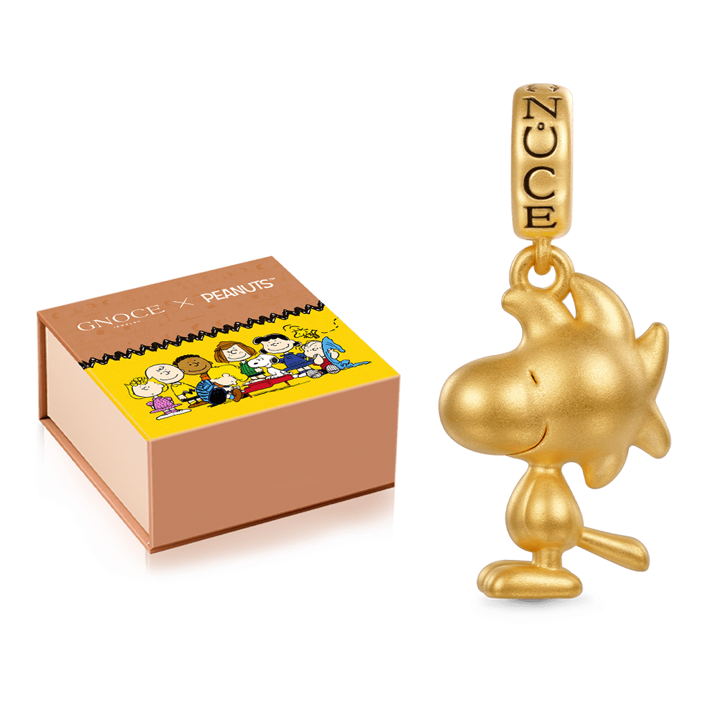Gnoce 18k Gold Peanuts Woodstock Pendant Dangle Charm_2