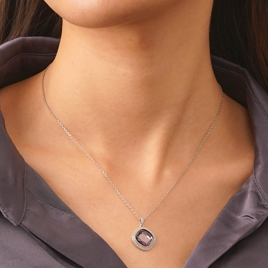 Gnoce Deep Violet-purple Diamond Pendant Necklace_6