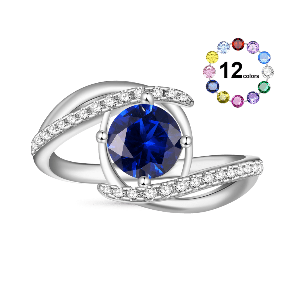 Gnoce Vintage Blue Zircon Birthstone Engagement Ring_1