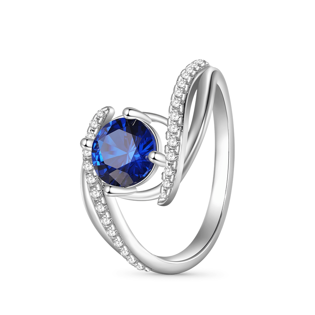 Gnoce Vintage Blue Zircon Birthstone Engagement Ring_3