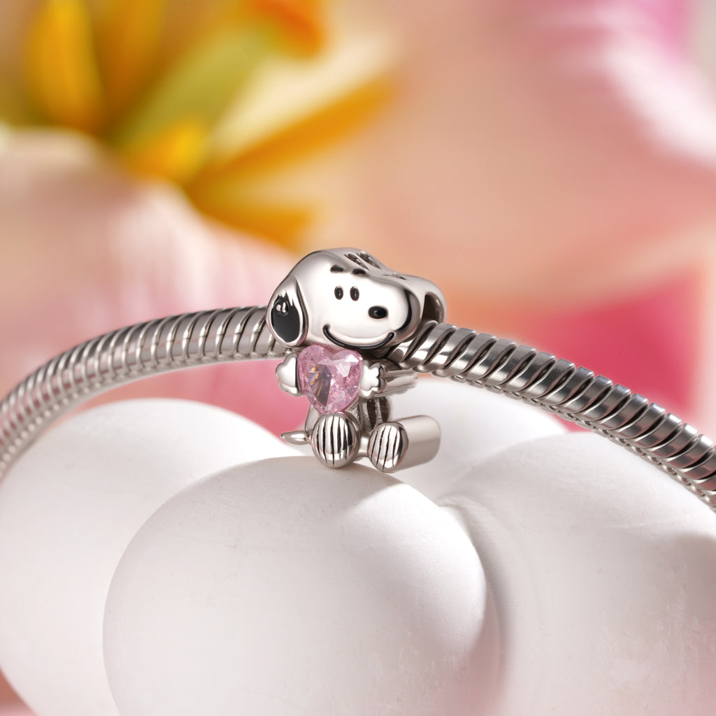 Gnoce Peanuts Snoopy Sitting Embraces Birthstone Charm_5