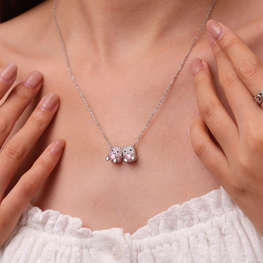 Gnoce Pair of Marshmallows Diamonds Necklace_5