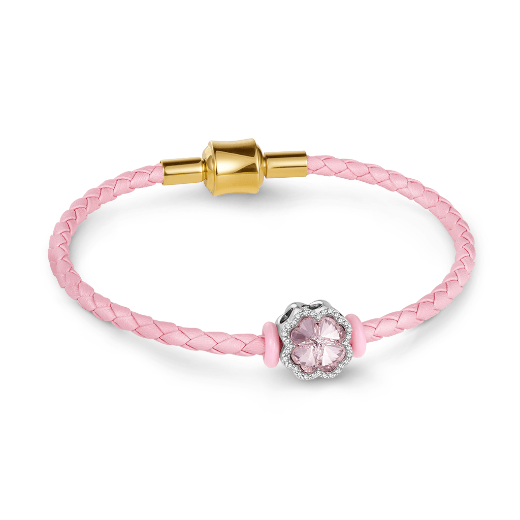 Gnoce Pink Cylindrical Snap Basic Bracelet with 2 Pieces of Stoppers_2