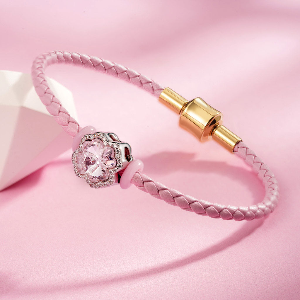 Gnoce Pink Cylindrical Snap Basic Bracelet with 2 Pieces of Stoppers_3