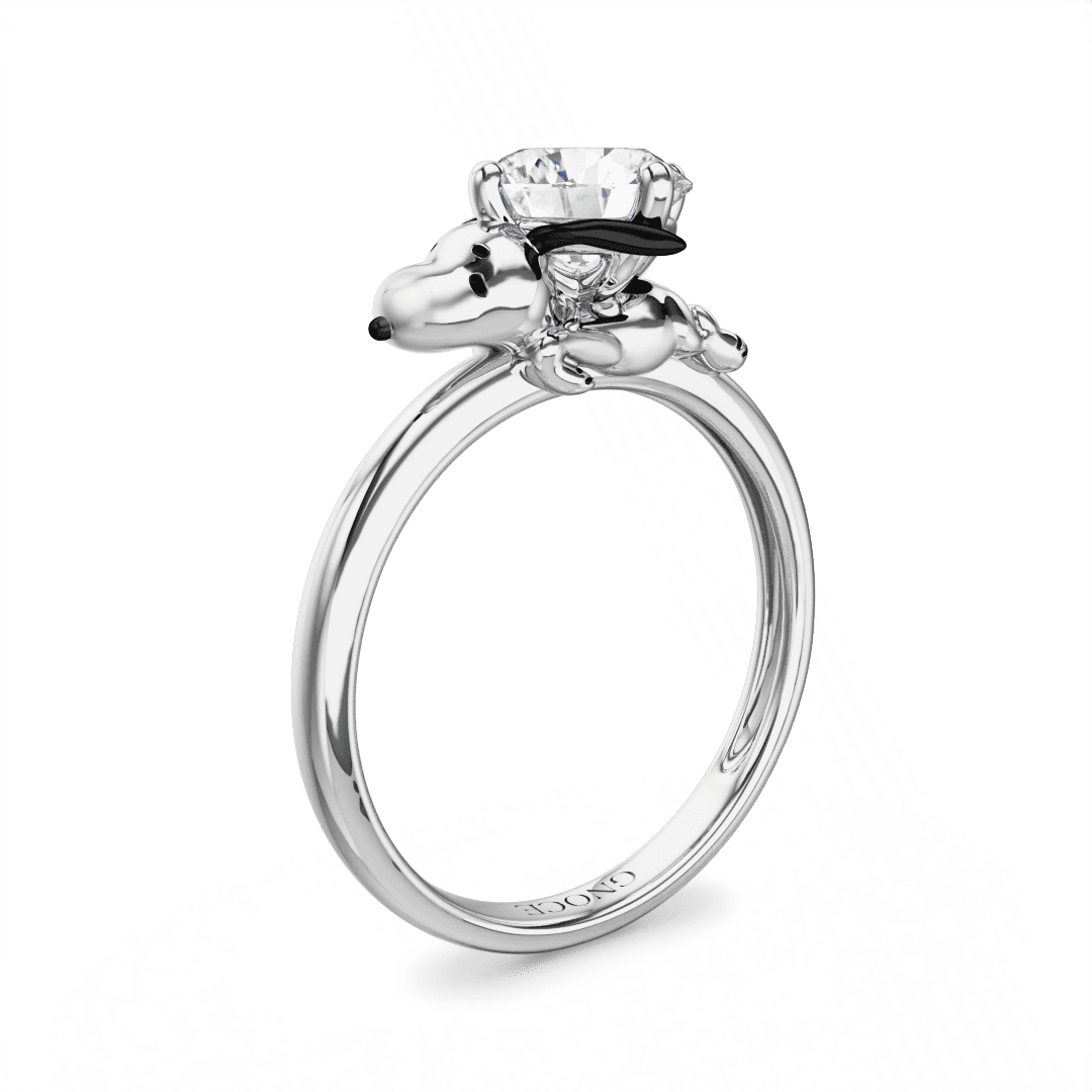 Gnoce Peanuts lovingly Snoopy Embraces Moissanite Round Cut Ring_1