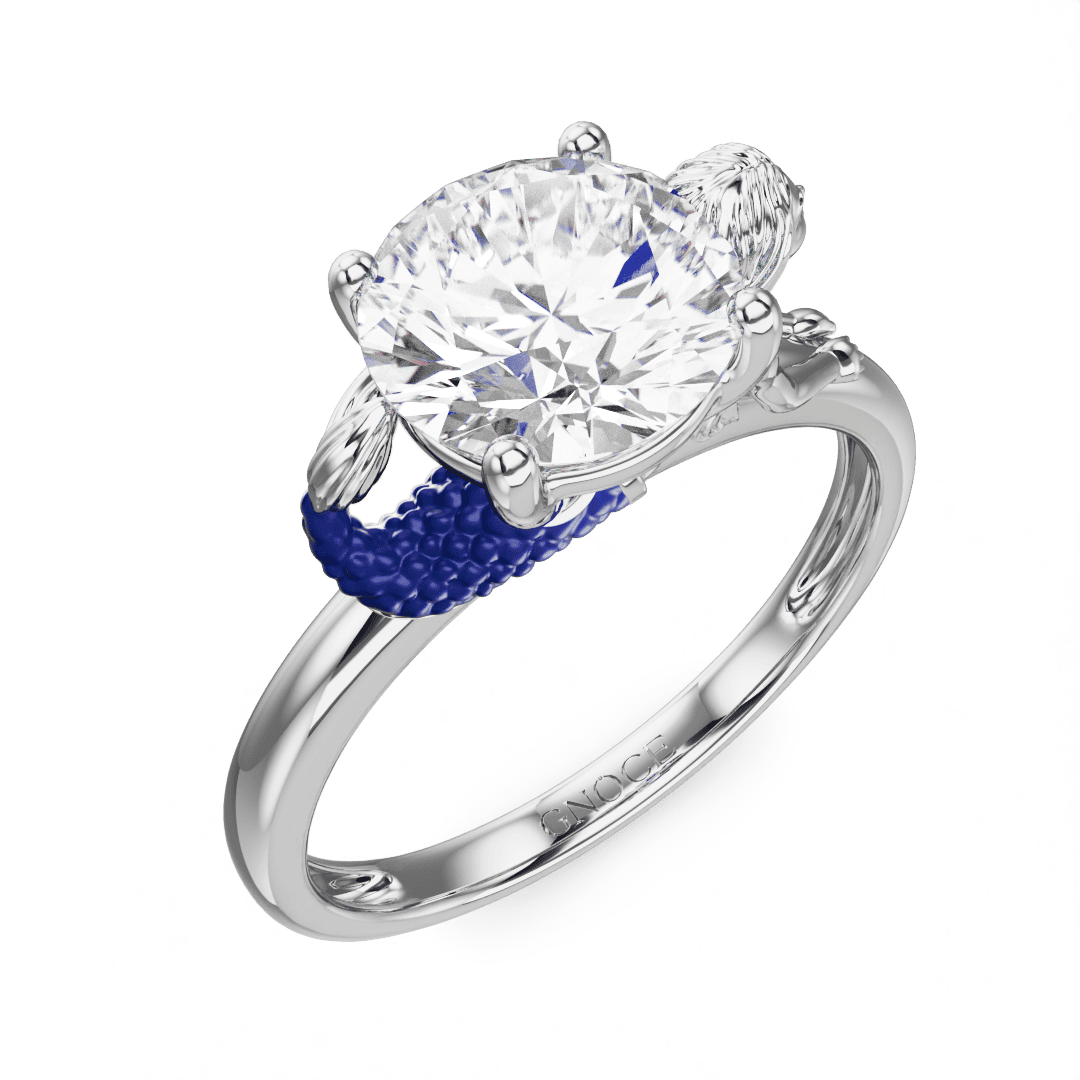 Gnoce Mermaid Embraces Moissanite Round Cut Ring_3
