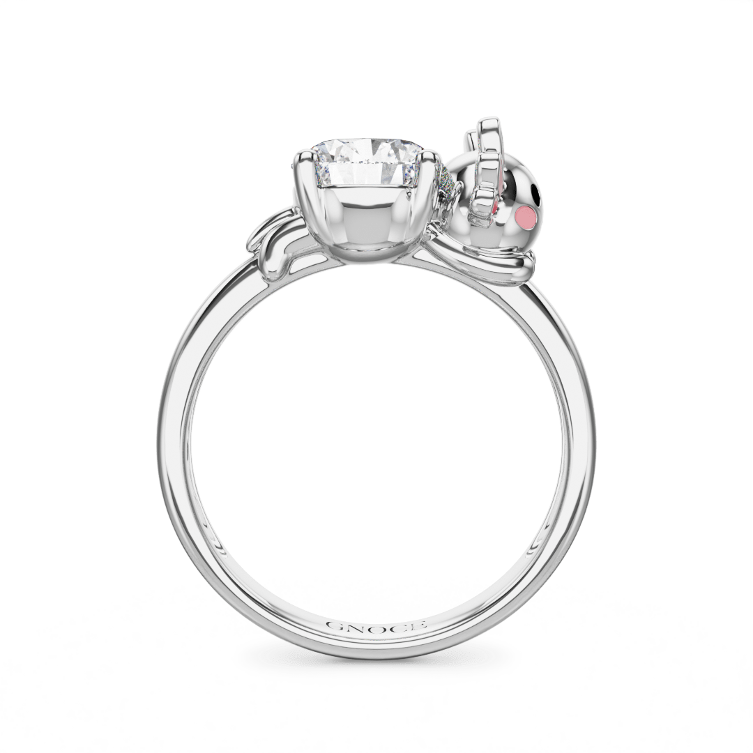 Gnoce Mexican Axolotl Embraces Moissanite Round Cut Ring_5