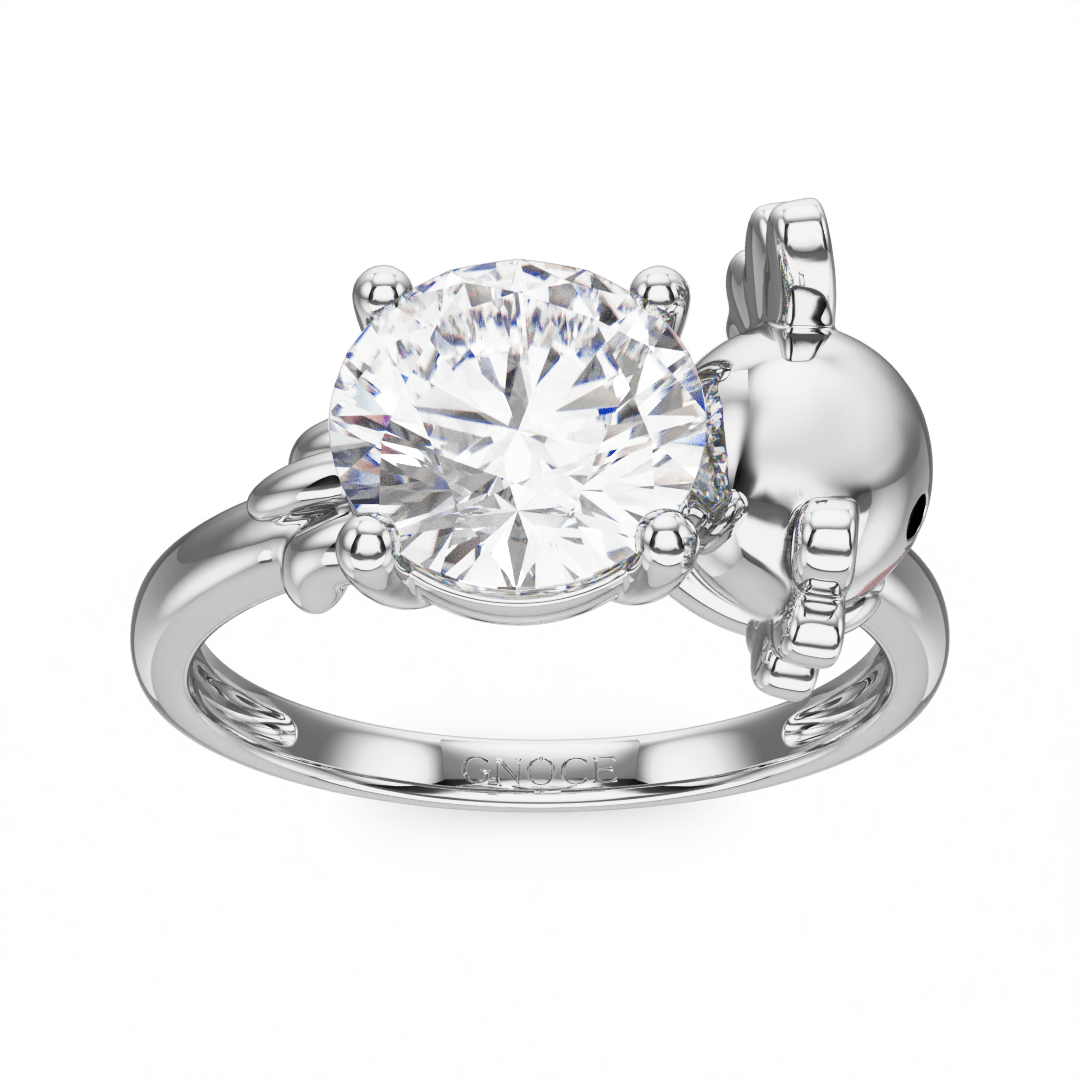 Gnoce Mexican Axolotl Embraces Moissanite Round Cut Ring_2