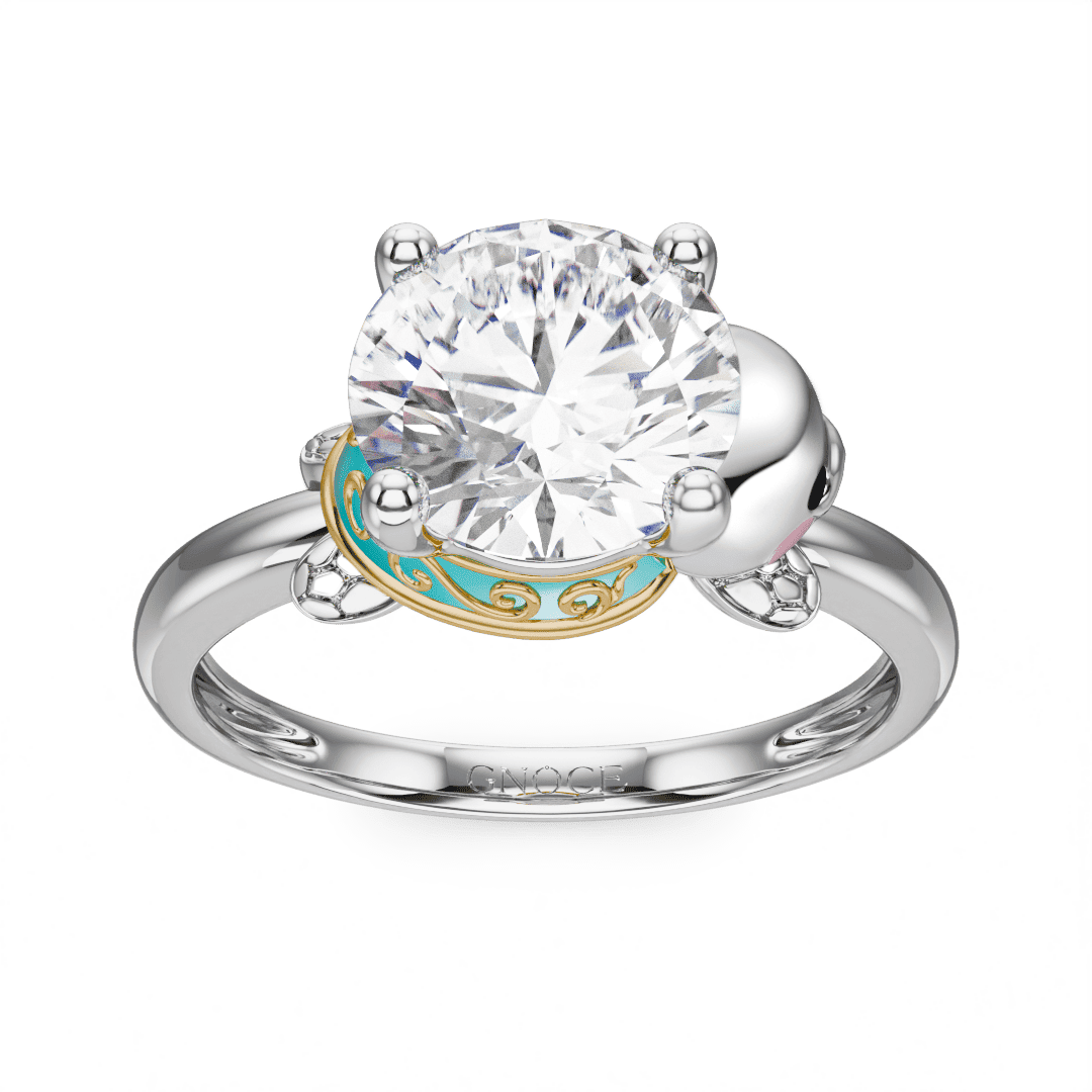 Gnoce Sea Turtles Embraces Moissanite Round Cut Ring_3