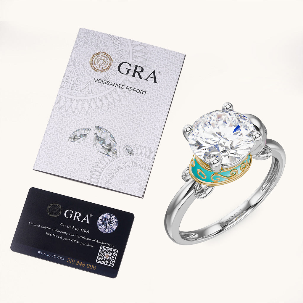 Gnoce Sea Turtles Embraces Moissanite Round Cut Ring_6