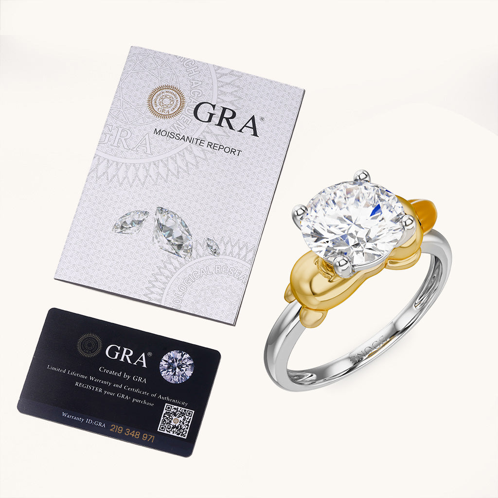 Gnoce Duck Embraces Moissanite Round Cut Ring_6