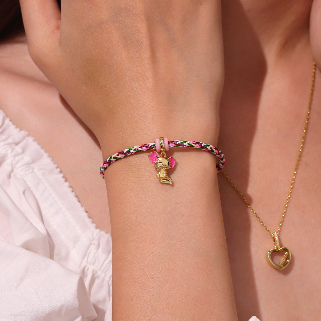 Gnoce Multicolor Round Snap Basic Bracelet with 2 Pieces of Stoppers_5