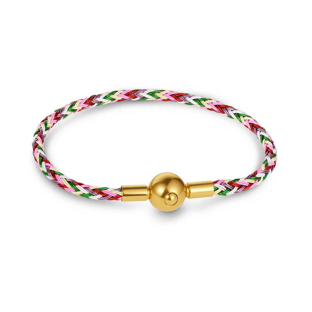Gnoce Multicolor Round Snap Basic Bracelet with 2 Pieces of Stoppers_1