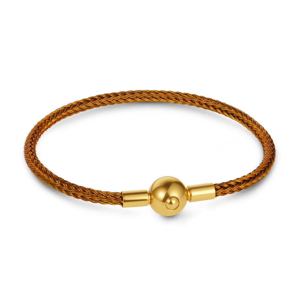 Gnoce Brown Round Snap Basic Bracelet with 2 Pieces of Stoppers_1