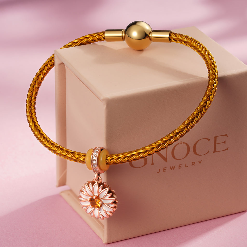 Gnoce Brown Round Snap Basic Bracelet with 2 Pieces of Stoppers_3