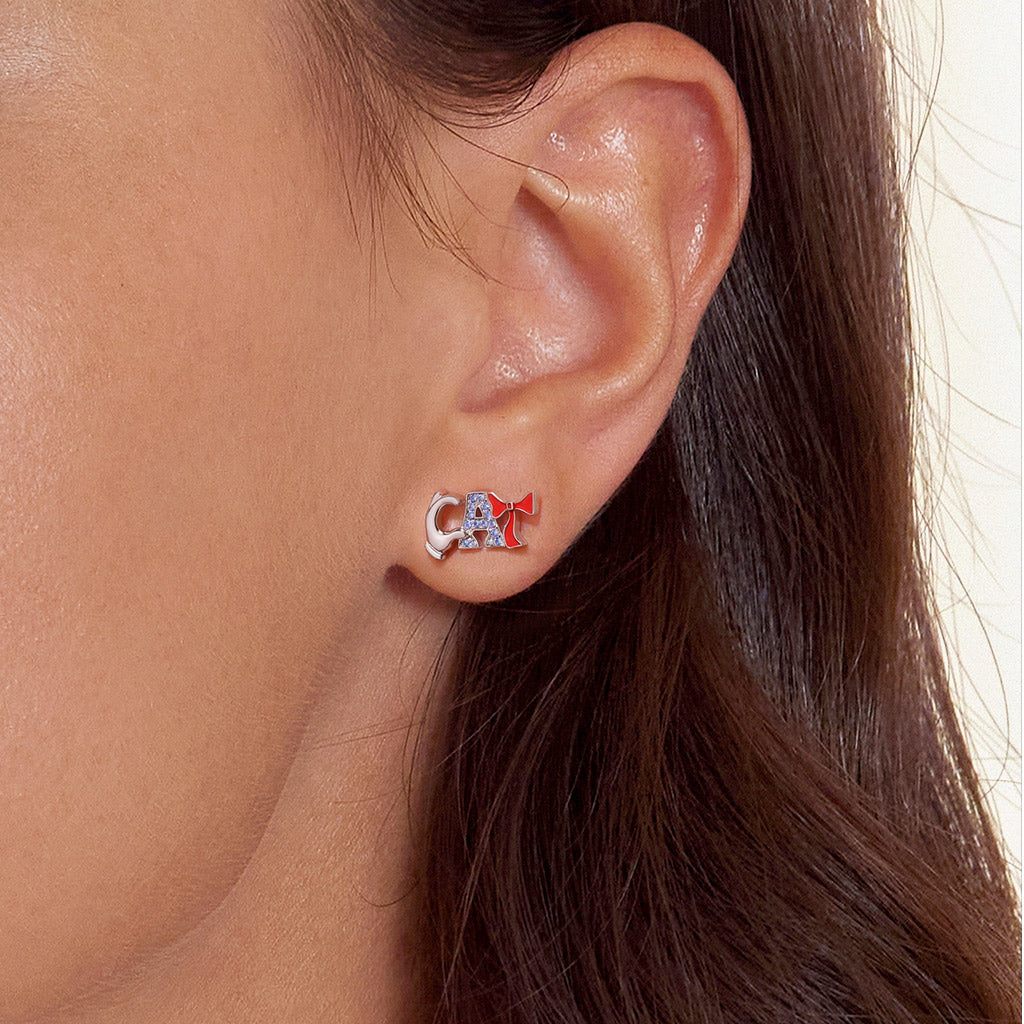 Gnoce The Cat in the Hat CAT Letter Stud Earrings_5