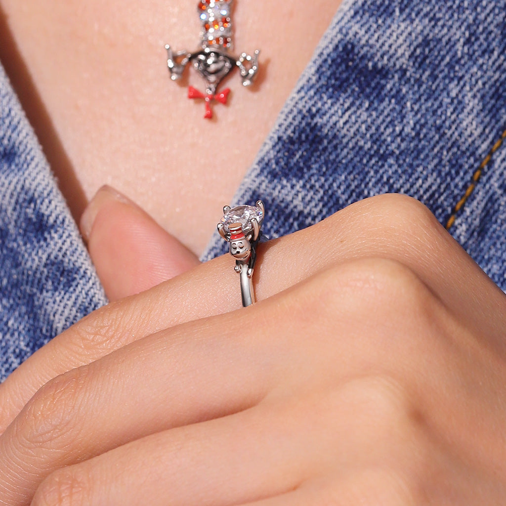 Gnoce The Cat in the Hat White Moissanite Ring_5