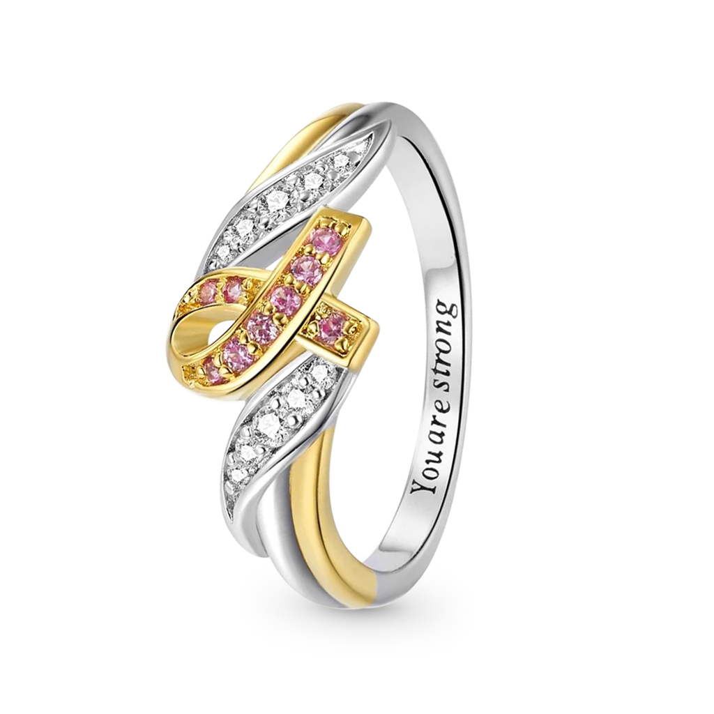 Gnoce Personalized Breast Cancer Awareness Ribbon Ring_2