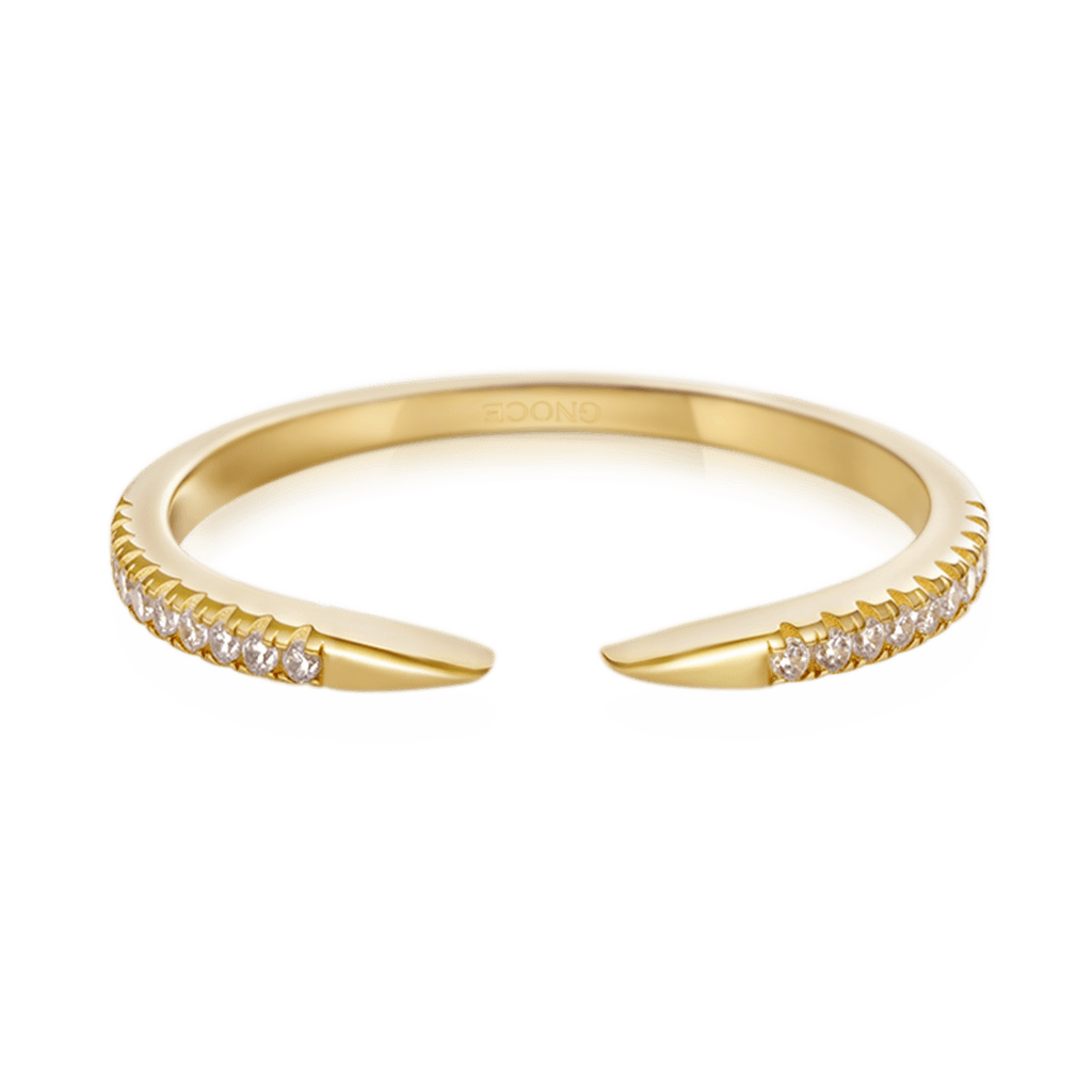 Gnoce 14K/10K Solid Gold Moissanite Open Cuff Claw Ring_1