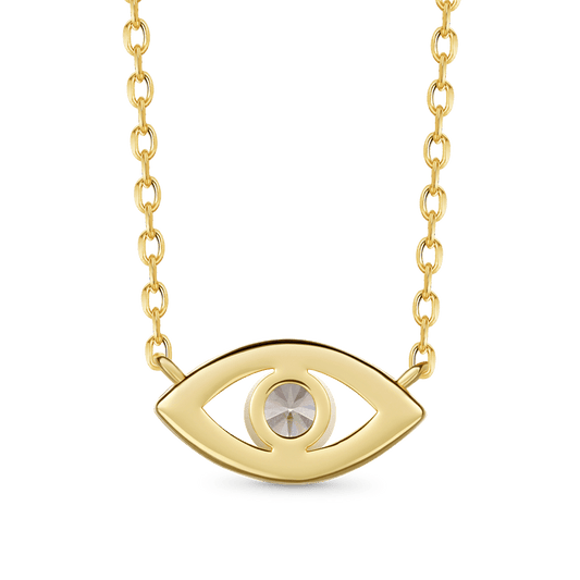 Gnoce 14K/10K Solid Gold Moissanite Evil Eye Necklace_4
