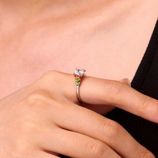 Gnoce Grinch Hug Gift White Moissanite Ring_6