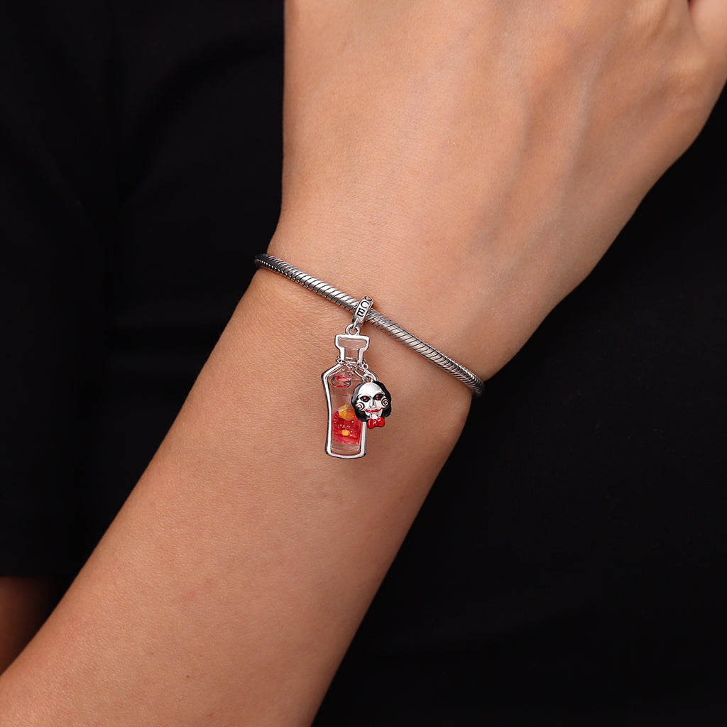 Gnoce Saw Billy the Puppet Glow-in-the-Dark Glass Potion Pendant Dangle Charm_8