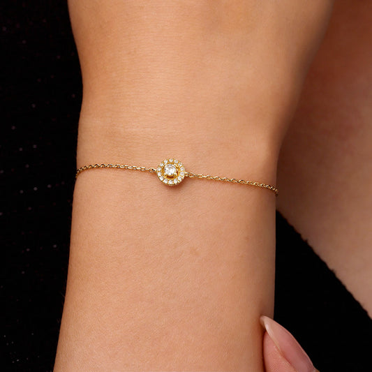 Solid Gold Simple Style Round Bracelet_2