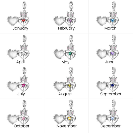 Gnoce Openable Skull Heart Lock Birthstone Pendant Dangle Charm_6