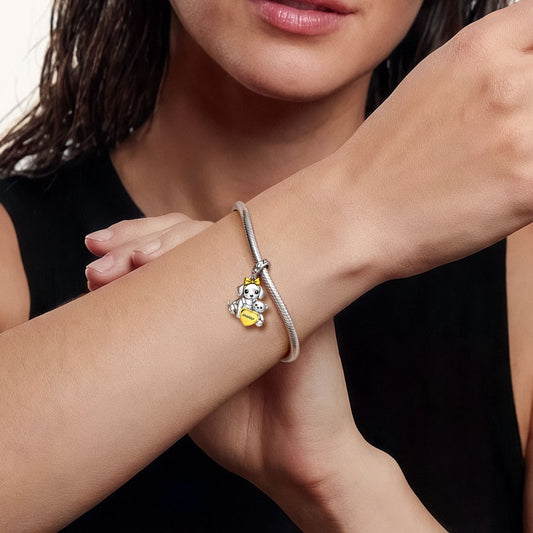 Gnoce Dachshund Embrace Bear Engravable Pendant Dangle Charm_2