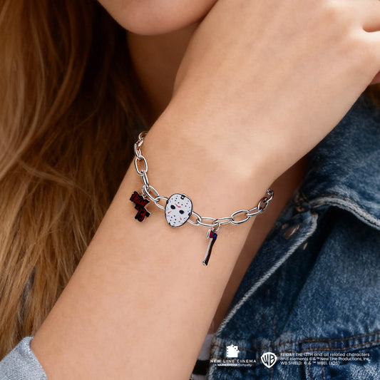 Gnoce Friday the 13th Jason Mask, Axe & Logo Chain Bracelet_2