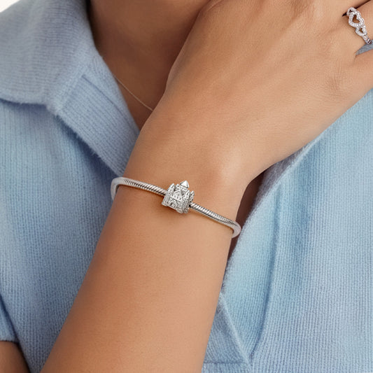 Gnoce Castle Charm Platinum-plated Silver Blend_2