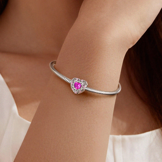 Gnoce Hollow Love Heart Charm Platinum-plated Silver Blend_2