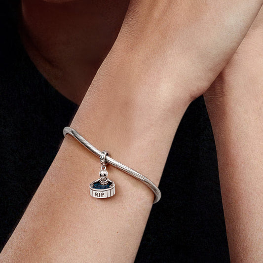 Gnoce Skeleton In A Bath Charm Platinum-plated Silver Blend_3